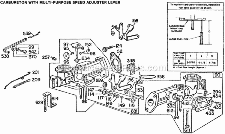 Carburetor Assemblies Diagram and Parts List for 111202-0112-99  Briggs and Stratton Engine